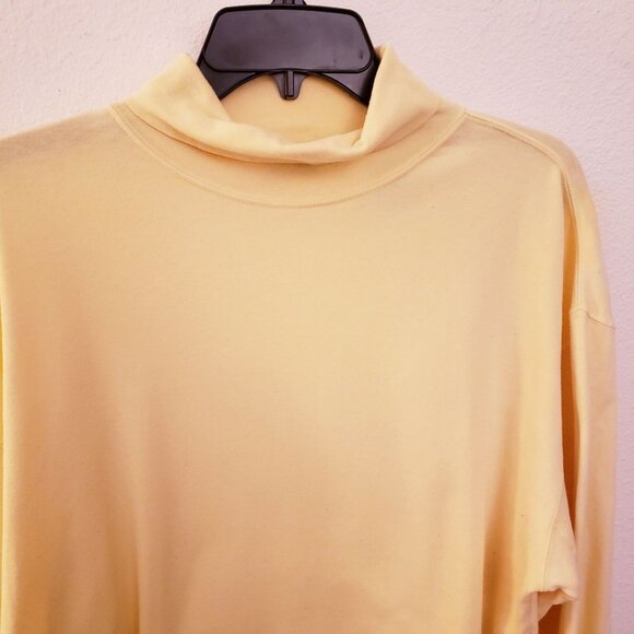 Saks Fifth Avenue Yellow Cotton Blend Relaxed Fit Turtleneck Size M EUC - Picture 2 of 8